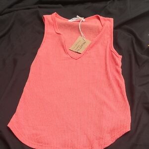 Project Social T Pink Ribbed Sleeveless Tank